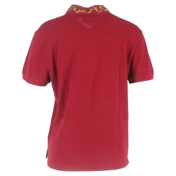 Gucci Embroidered Collar Polo Shirt in Burgundy Cotton